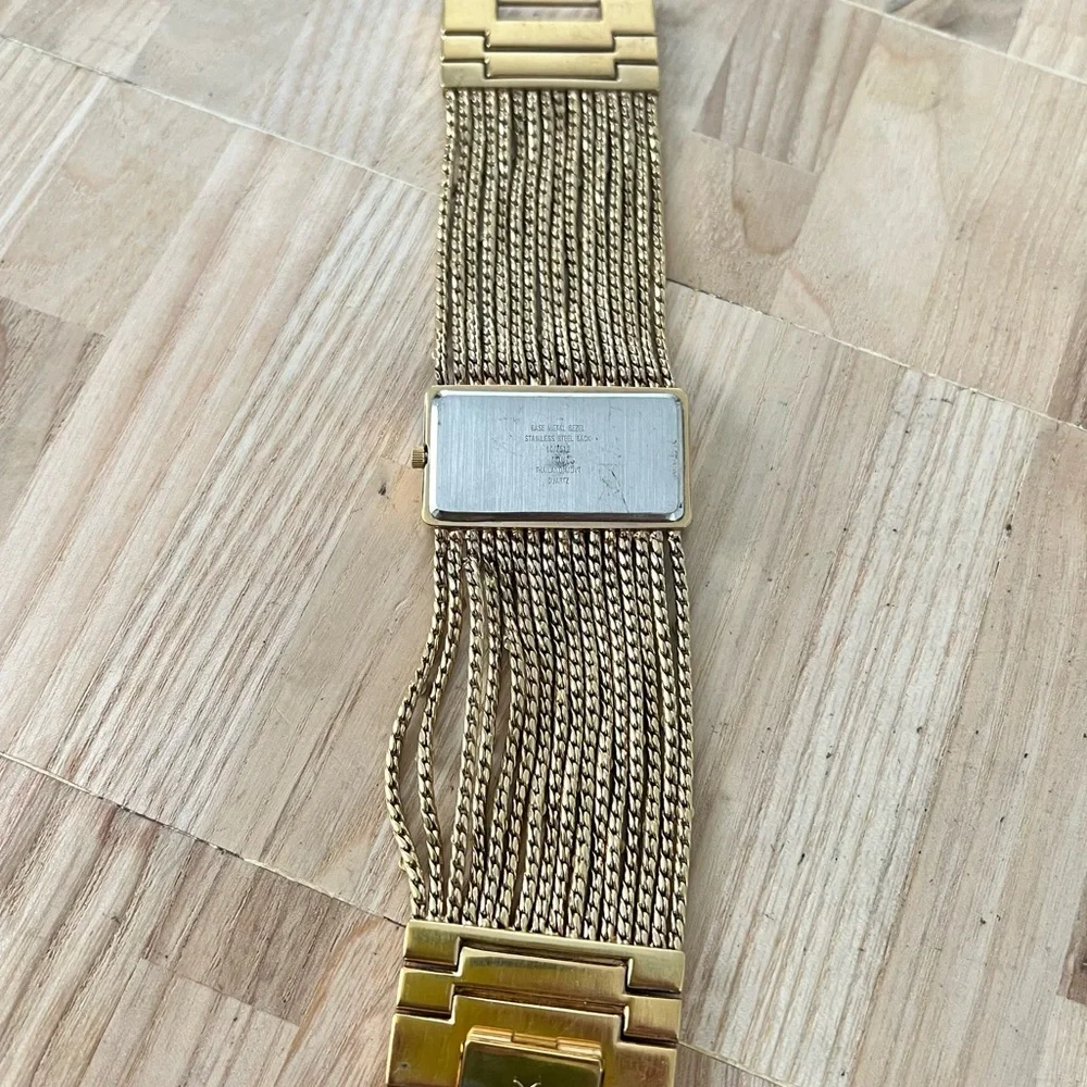 Anne Klein ladies gold tone multi strand bracelet watch NEW BATTERY